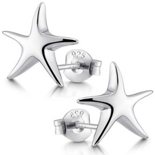 MATERIA Seestern Ohrstecker 925 Sterling Silber Ohrringe Hochglanz Ø13mm + Box