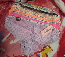 5 NEW JUICY COUTURE JC9461 5PKF CHEEKY SIGNATURE WAIST LACE HIPSTER PANTIES M