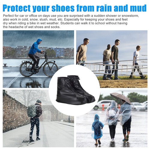 Reusable Rain Shoes Cover Anti-Slip Zipper Overshoes Protector Waterproof Gear - Picture 6 of 13