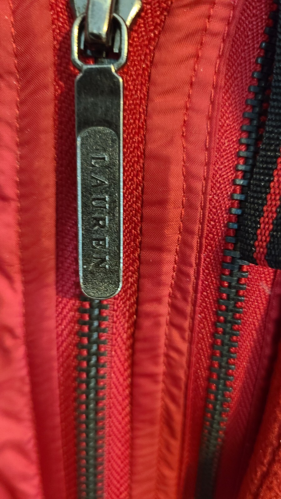 Ralph Lauren Down Womens Jacket Medium Red Stretch Packable Full Zip Hood