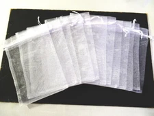 12 Sheer Organza DRAWSTRING POUCHES White Iridescent Jewelry Gifts Wedding Favor