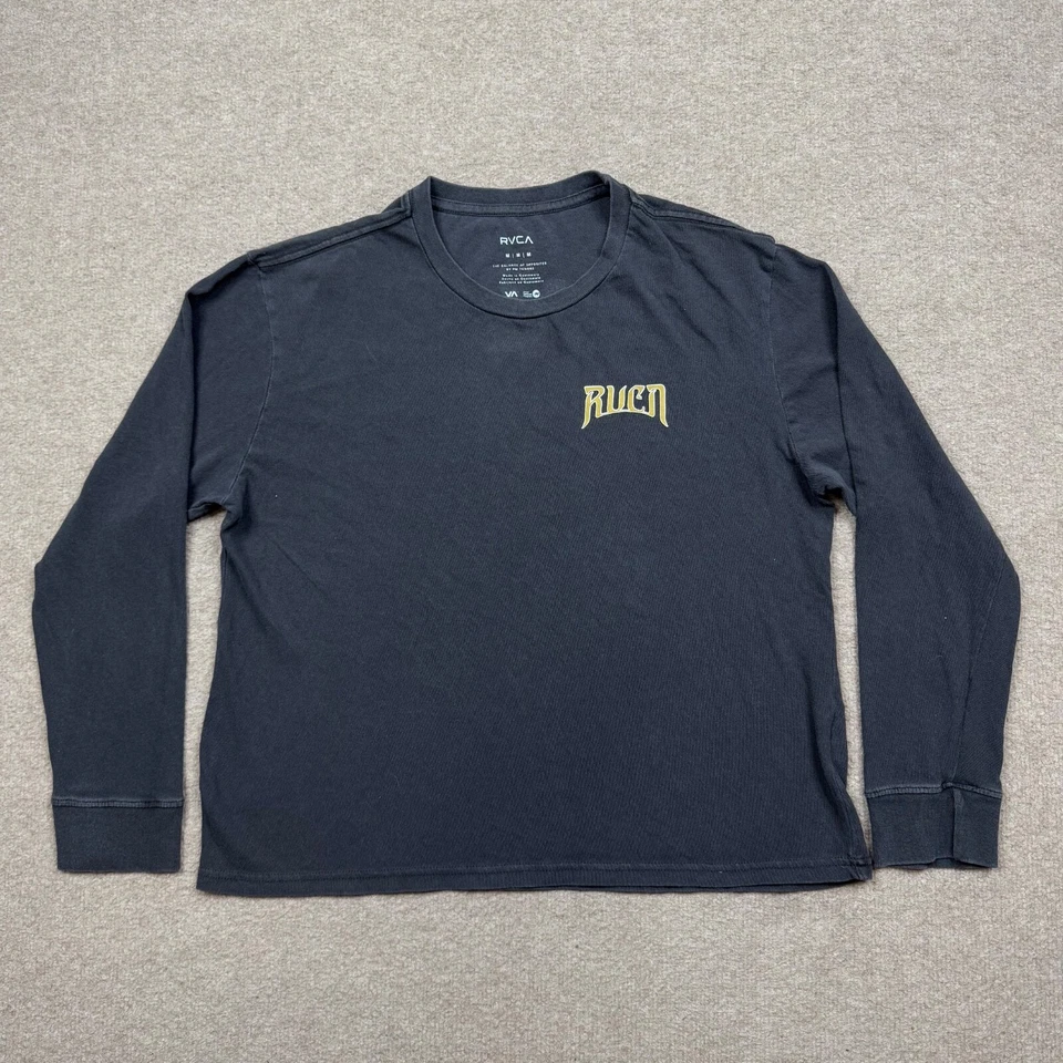 Camiseta para mujer Rvca talla M negra manga larga logotipo águila recortada cuello redondo Foto 2 de 4