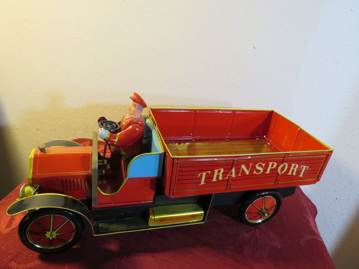 Fiat Transport Truck With Driver Tin Toy Collectable, 13.5