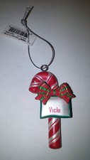 GANZ CANDY CANE PERSONALIZED CHRISTMAS ORNAMENT "VICKI"