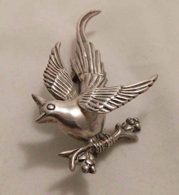 GORGEOUS LARGE SOLID CAST STERLING SILVER BIRD BR… - image 7
