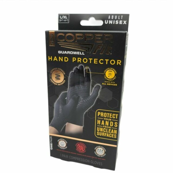 Copper Fit CFFHGLLXL Full Finger Hand Protection Guardwell Gloves, L/XL Black for sale online