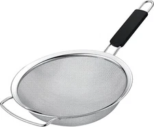 8" Large Fine Mesh Strainer with thermo plastic rubber handle - Sieve Fine Me...
