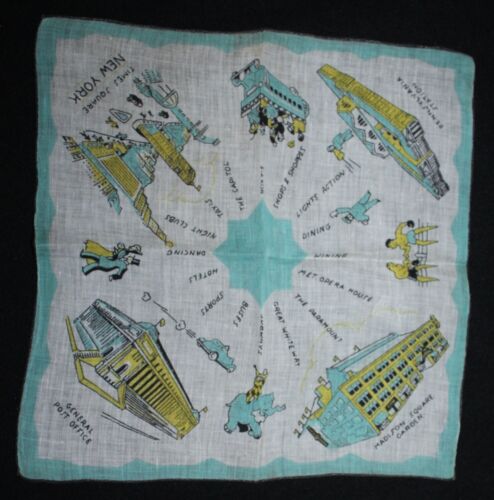 Vintage Hanky Handkerchief ~ NEW YORK State Sites - Picture 1 of 6