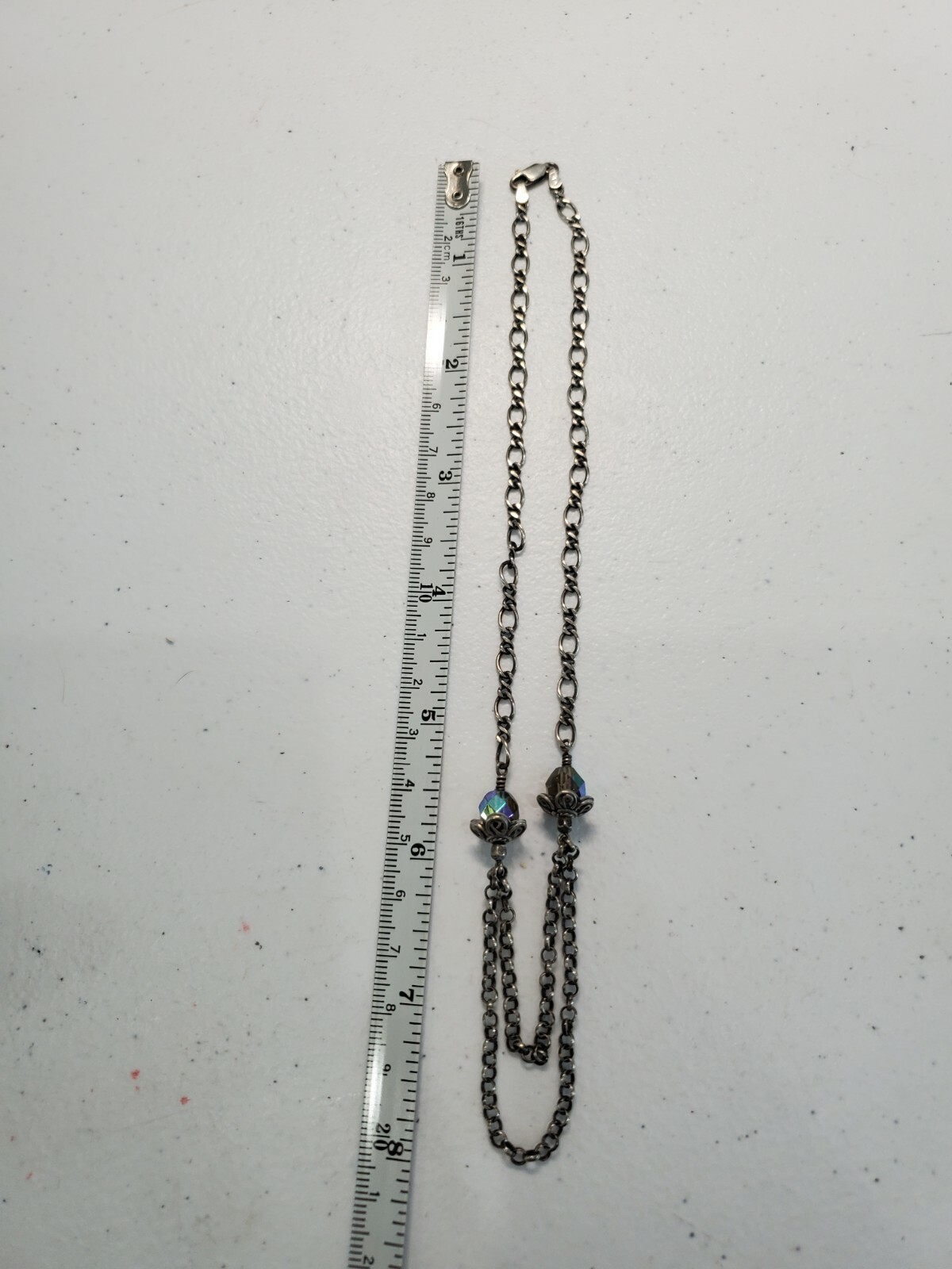 Vintage Solid Sterling Silver Layered Crystal Nec… - image 6