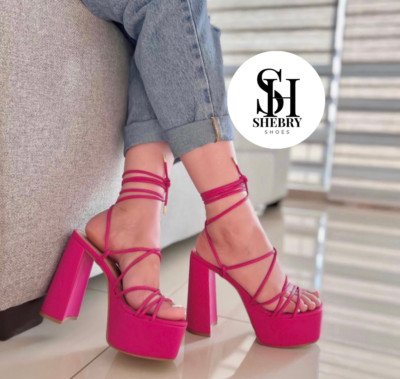 Tacones de plataforma para mujer de cintas ajustables para verano altos y bajos