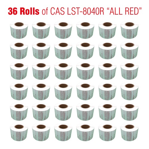 CAS LST-8040 Printing Scale Label, "ALL RED LETTERS",58x60mm, "36ROLLS" Per Case - Picture 2 of 6