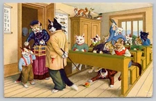 1950s Mainzer Eugen Hartung - The Bad Student -Cats Chrome (#4760) UNP Postcard