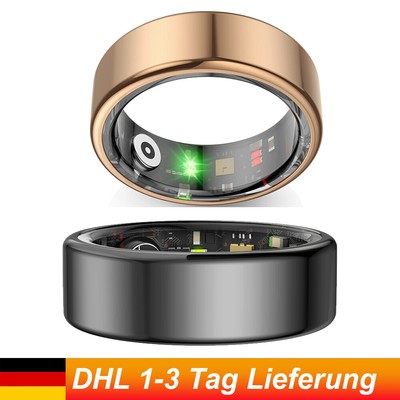 Smart Ring Herren/Damen Sport Fitness Läuft Schrittzähler Tracker Gold Schwarz