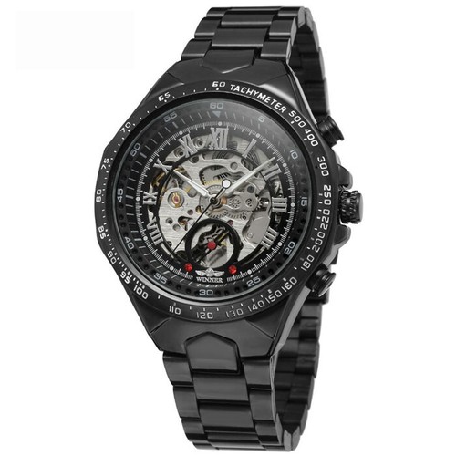 Men's Watch Luxury Automatic Mechanical Stainless Steel Watches Skeleton Gifts - Picture 22 of 36