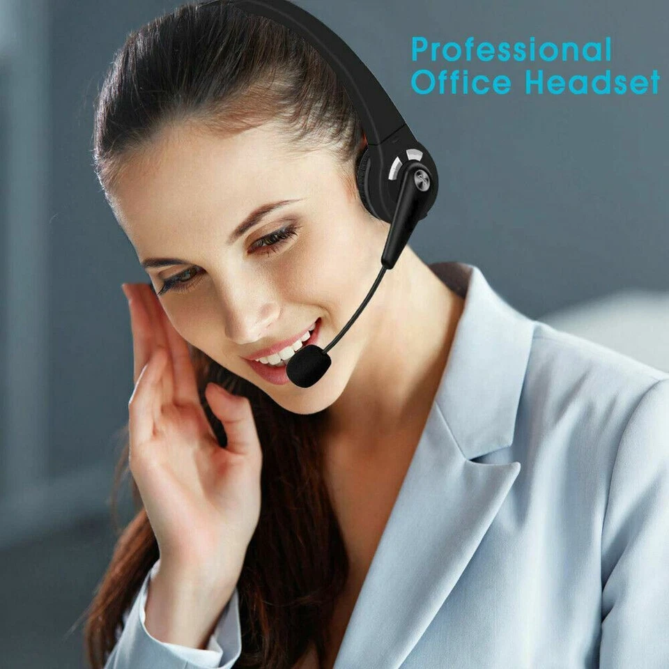 Wireless Headset Truck Driver Noise Cancelling Over-Head Bluetooth Headphones US - Image 3 of 4