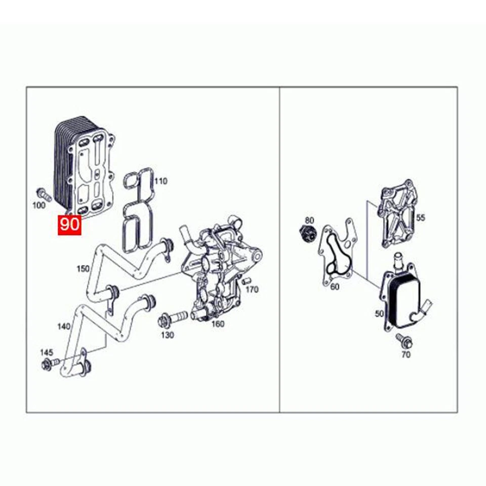 Enfriador de aceite de motor M274.920 para Mercedes Benz 2015-2019 C200 C250 C300 C350E 2,0 L Foto 3 de 4