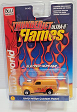 AUTO WORLD THUNDERJET ULTRA-G FLAMES 1940 WILLYS CUSTOM PANEL HO SLOT CAR MIP 