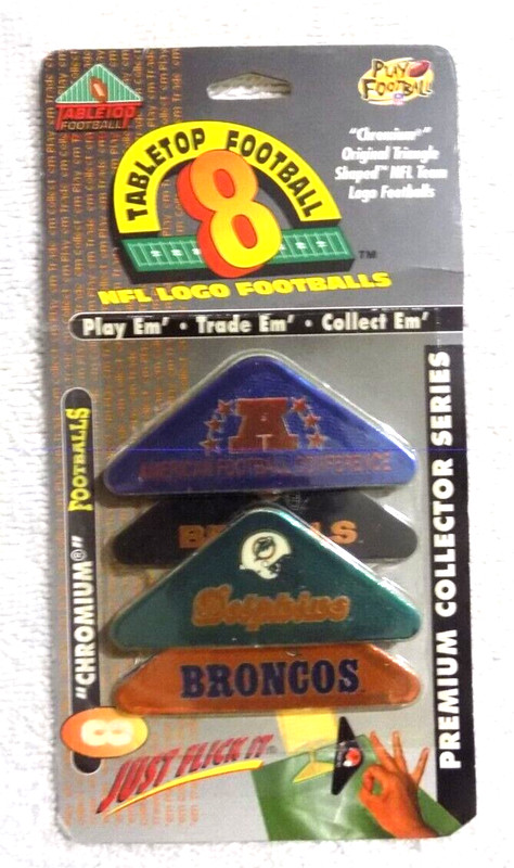 TABLETOP FOOTBALL 8 "CHROMIUM" FOOTBALLS INCLUDING AFC/BENGALS/DOLPHINS/BRONCOS