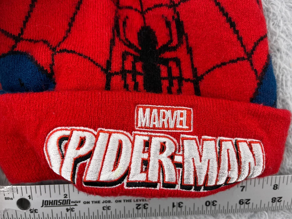 Gorro Spiderman Toque Juvenil Talla Única Rojo Tejido Bordado Acrílico Mezcla Esquí Pom Foto 2 de 4