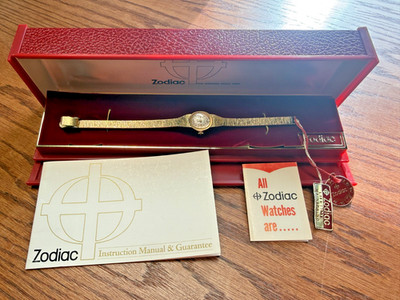 Vintage WORKING 10k RGPSB 17J #6733 Zodiac Women s Watch Swiss with Box/Papers