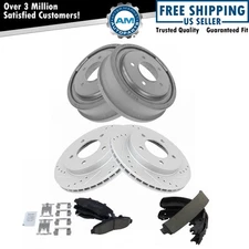 Ceramic Brake Pads Shoes Drums & Performance Drilled Slotted Coated Rotor