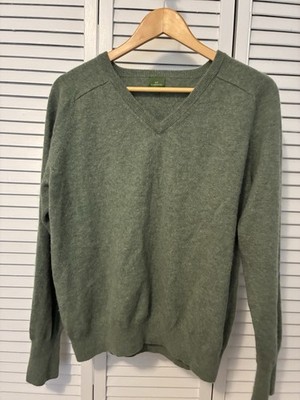 Green Cashmere Sweater Sid Mashburn Mens Size Large V Neck