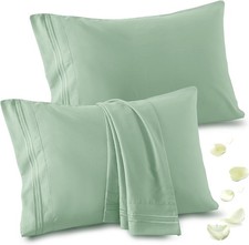 2 Pack Sage Green Standard Pillowcases, 20x26, 1800 Microfiber