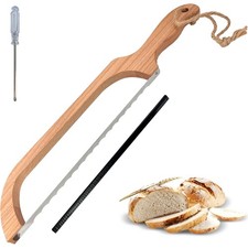 16 Inch Wooden Sourdough Bread Knife Bow Design Serrated Cutter