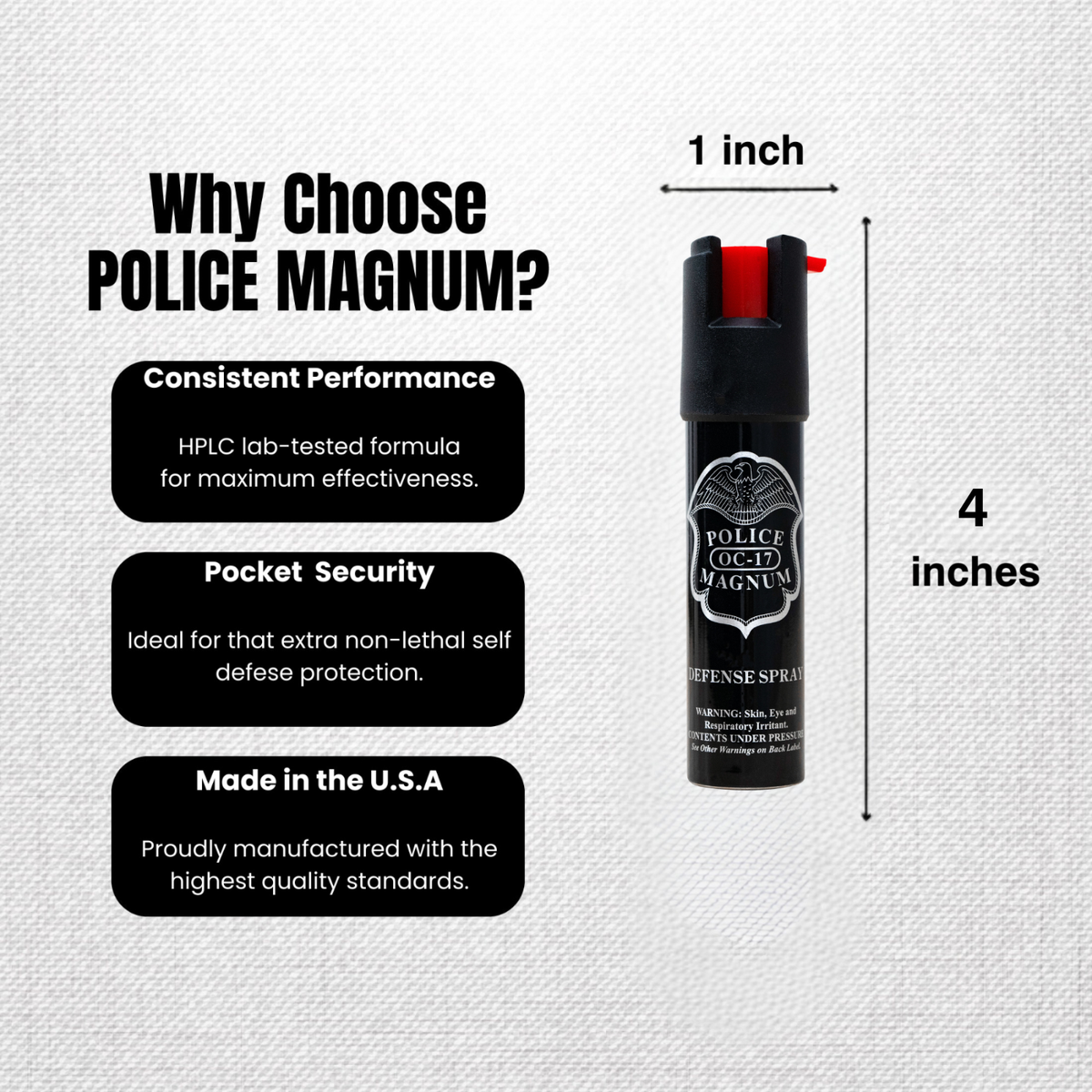 Police Magnum OC-17 Top Safety Pepper Sprayer, 0.75 oz - Pack of 3