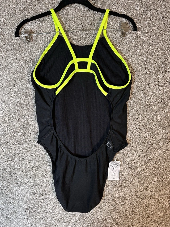 Traje de baño Jolyn Hayden negro amarillo neón de una pieza talla 36 (M/L 6-8) nuevo con etiquetas Foto 2 de 4