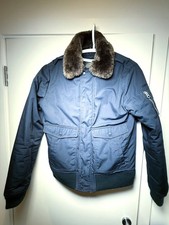 Schott Jacket Coat Mens Medium Navy Flight Flyers Military Bomber Fur Collar