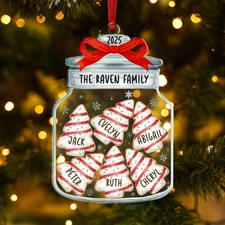 Personalized Christmas Family Name Christmas Tree Flat Acrylic Ornament