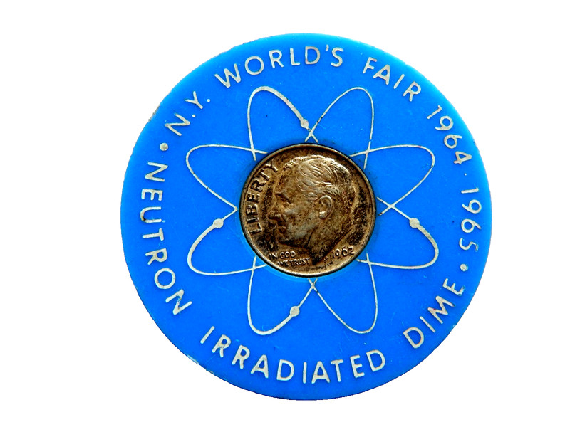 1965 NY W FAIR 1962 NEUTRON IRRADIATED SILVER DIME,ATOMIC ENERGY COMMISION U.S.A