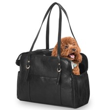 Dog Carrier Purse, Fashion Leather Pet Carrier with Pockets, Airline Approved...