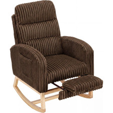 Sherpa Wood Base Quiet 350lb Heavy Duty Nursery Rocking Chair Footrest Tall Back
