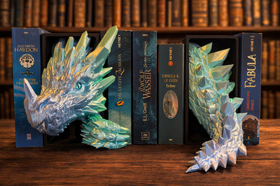 Crystal Dragon Emerging Book Nook   Drachen Buchstütze | 3D Druck | Fantasy