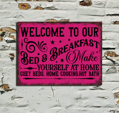 Bed And Breakfast Welcome Blechschild Plakette Mancave B&B Wandschild