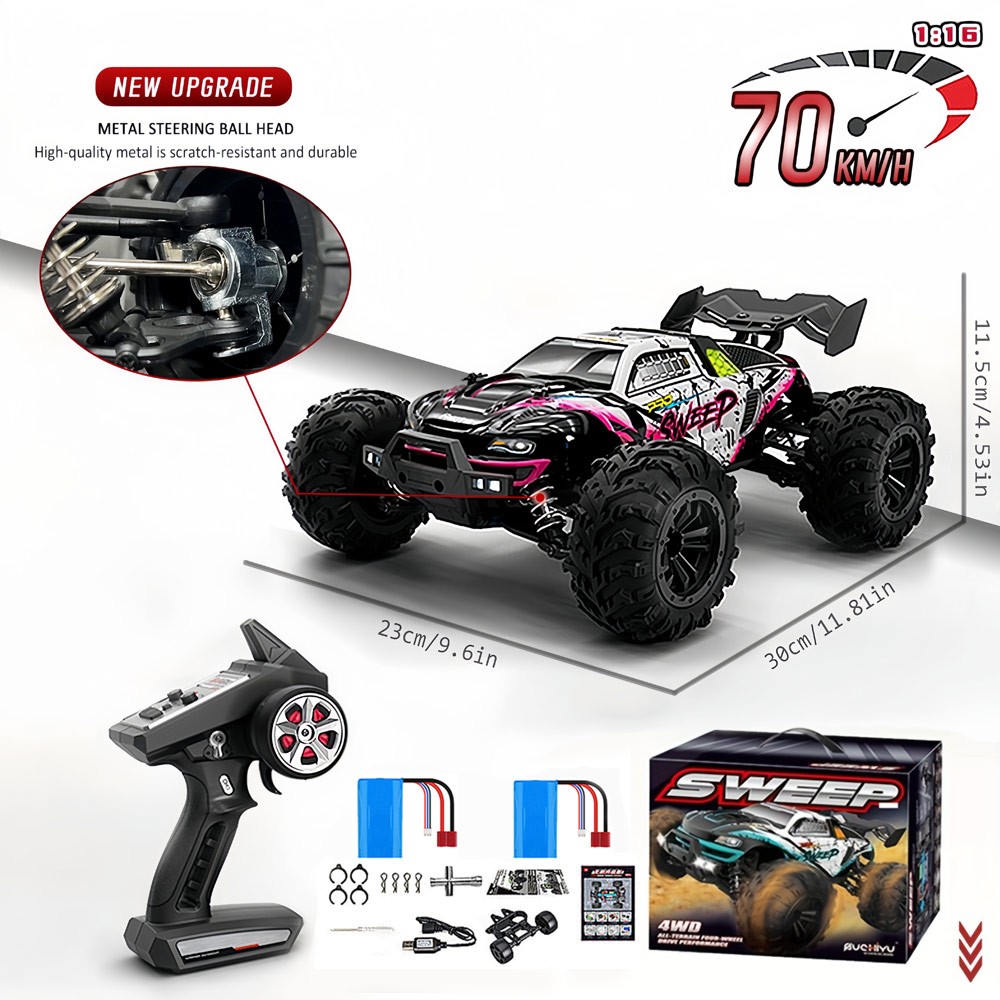 ,45+ Mph High Speed,4wd Off-road Rc Truck With 2 Batteries
