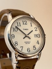 Timex Expedition Indiglo Quartz -White Dial Brown Leather Strap 35.1mm-New Batt-