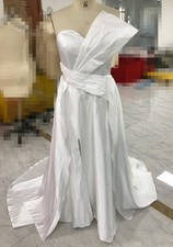 Wedding Dress-Sheath/Column Sweetheart Sleeveless Sweep Train Satin Glam