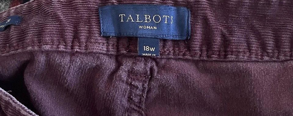 Pantalones Talbots Pana Heritage Para Mujer 18 Granate Pierna Recta 5 Bolsillos Planos Foto 4 de 4