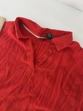 Tahari Dress Red L Linen Boxy Oversized Midi Lagenlook Coastal Beachy flaws