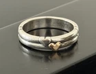 Waldeck Johnson Vintage 14K Yellow Gold Heart Sterling Silver 925 Ring Size 7.5