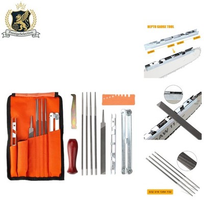 Portable Chainsaw Sharpener Tool Set - 4 Sizes Files & Cleaning Guide Included