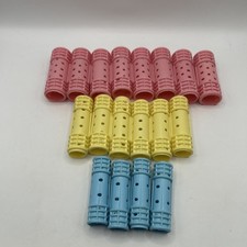 18 Portable Snap-On Plastic Hair Curlers/Rollers Pastel Color 3 Sizes