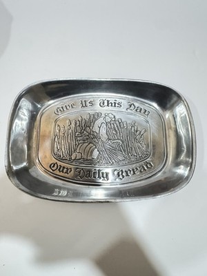 Pewter Bread Tray - Duratale by Leonard - Give Us This Day Our Daily Bread