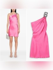 Stella McCartney Falabella one-shoulder crystal-embellished satin mini dress XS