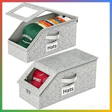 Hat Organizer Storage Box Stackable Dustproof Clear Window 2 Pack Holds 24 Caps