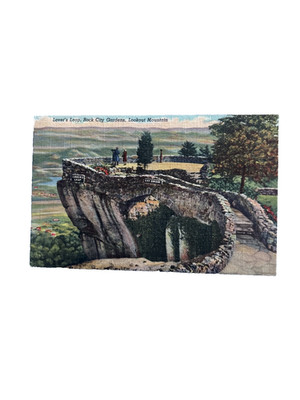 Lovers Leap Rock City Gardens Lookout Mountain TN Curt Teich Linen Postcard Unus