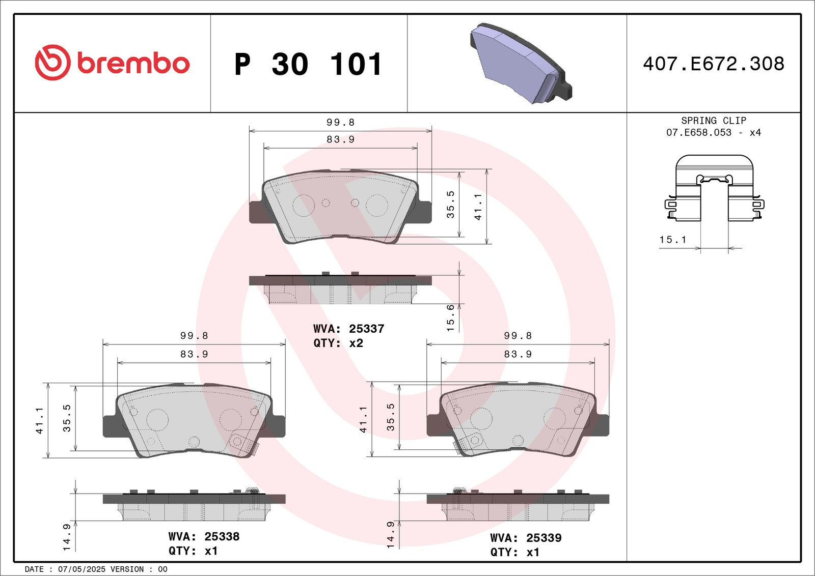 Brembo Bremsbelagsatz P 30 101 - Bild 8